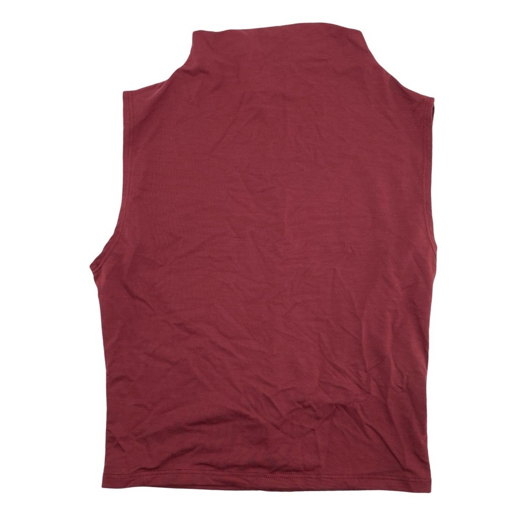 Reformation Women's Top Sleeveless Mock Neck Burgundy Knit Small